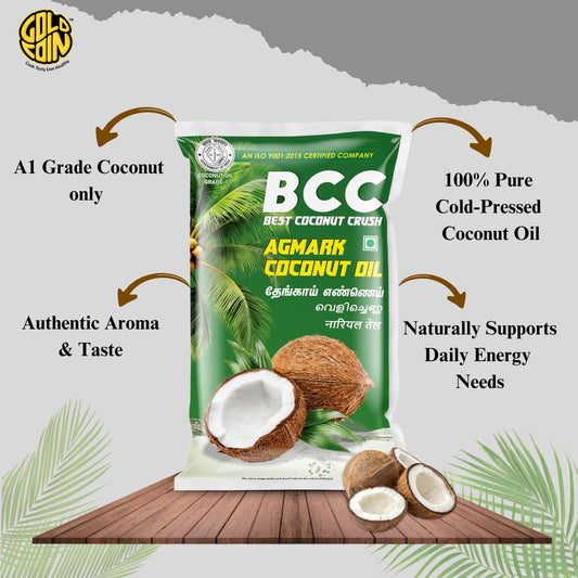 GOLD COIN Oils coconut oil 1L pouch pure edible oil for cooking