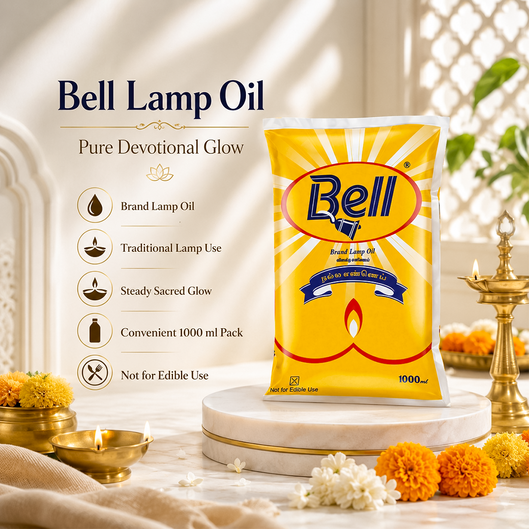 GOLD COIN Til oil lamp gingelly oil pouch 1 litre — Bell Brand non-edible sacred oil for religious use buy online