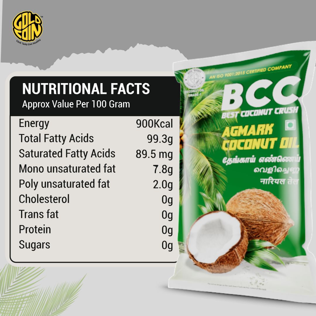 Agmark certified coconut oil pouch with natural aroma for daily use