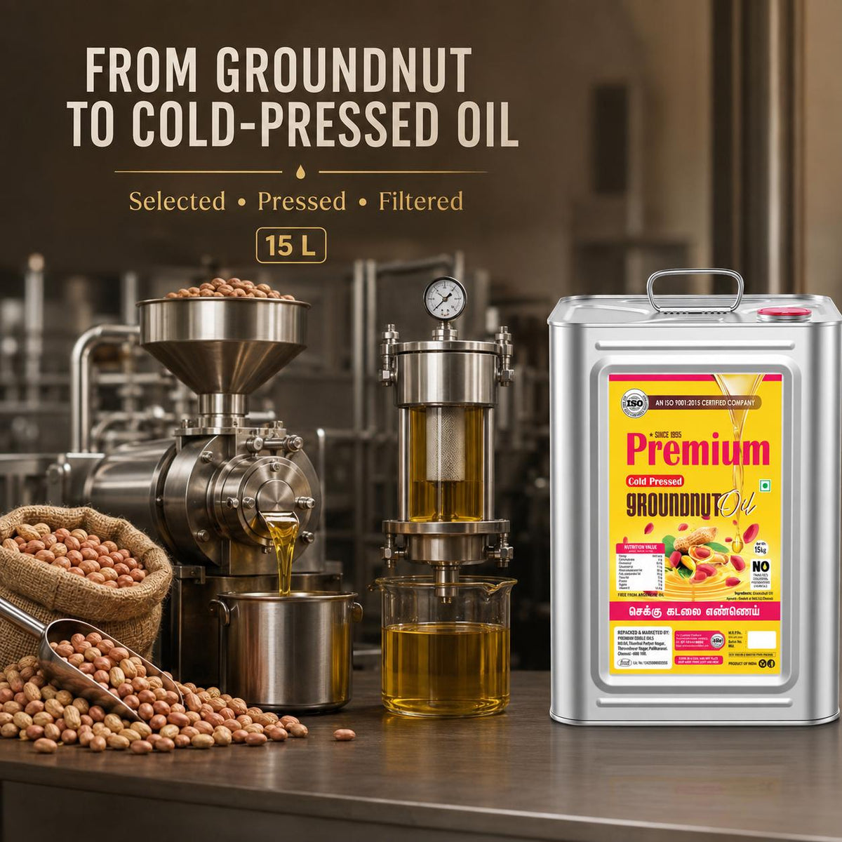 Traditional Kacchi Ghani peanut oil for everyday cooking