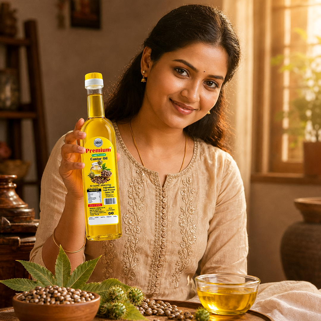Cold pressed castor oil 500ml for eyelash growth, eyebrow density and nail care