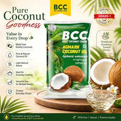 Food-Grade Leak-Proof HDPE Coconut Oil Pouch 1 Litre – Hygienic, Safe Storage, Stays Fresh Longer
