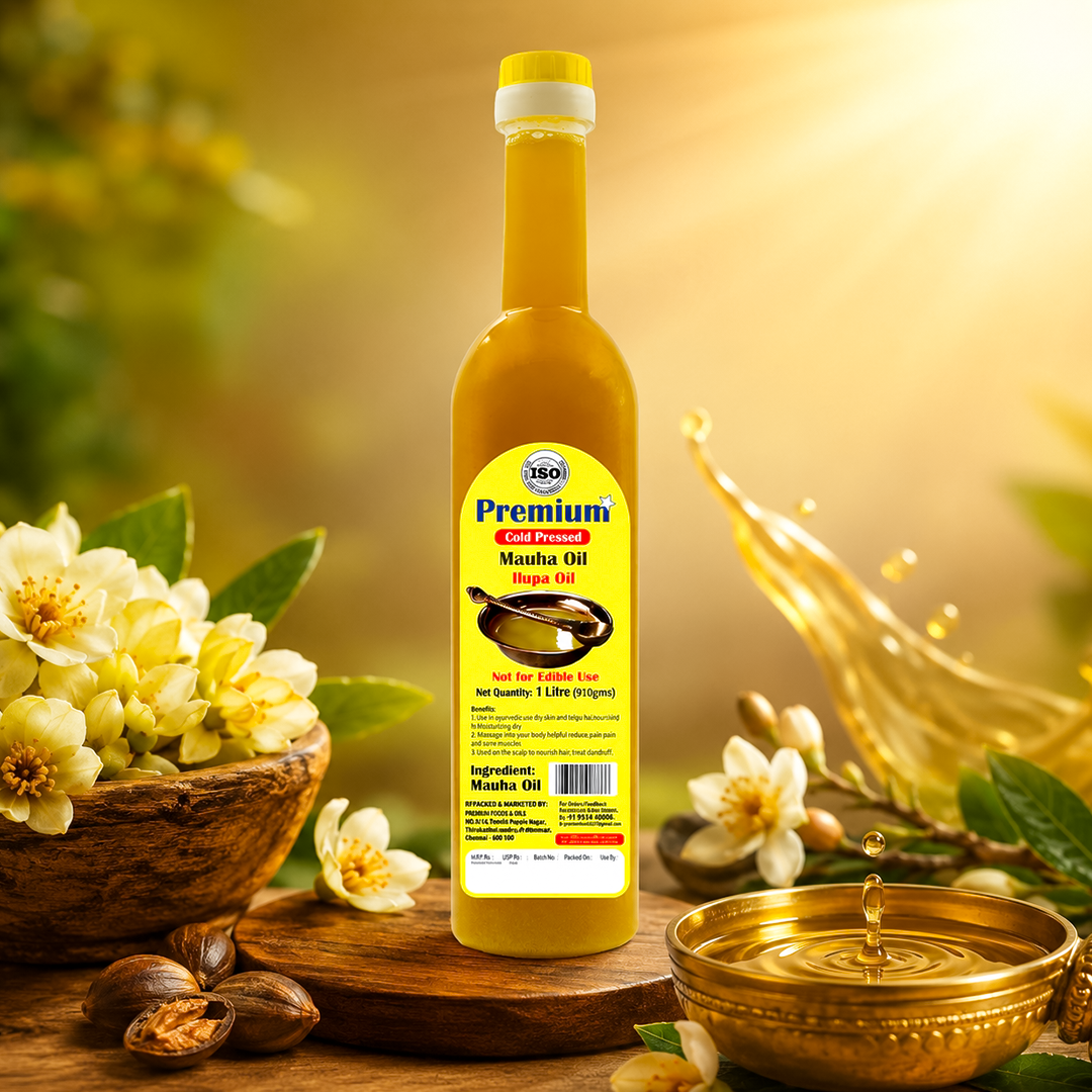 Cold pressed wood pressed Mahua Oil 1L — traditional chekku extracted Ilupa oil