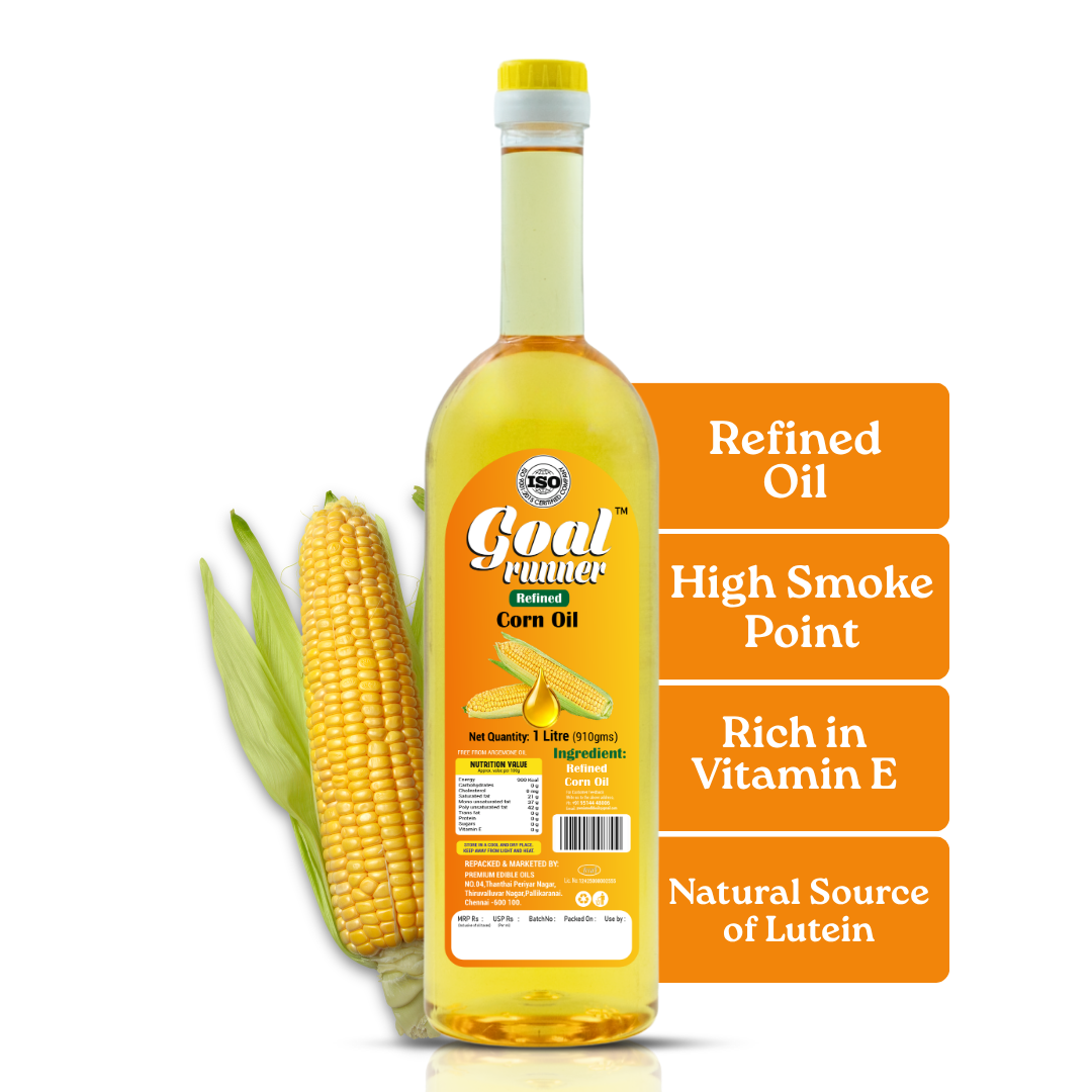 Pure light vegetarian-friendly corn oil in a secure 1 litre sealed packaging