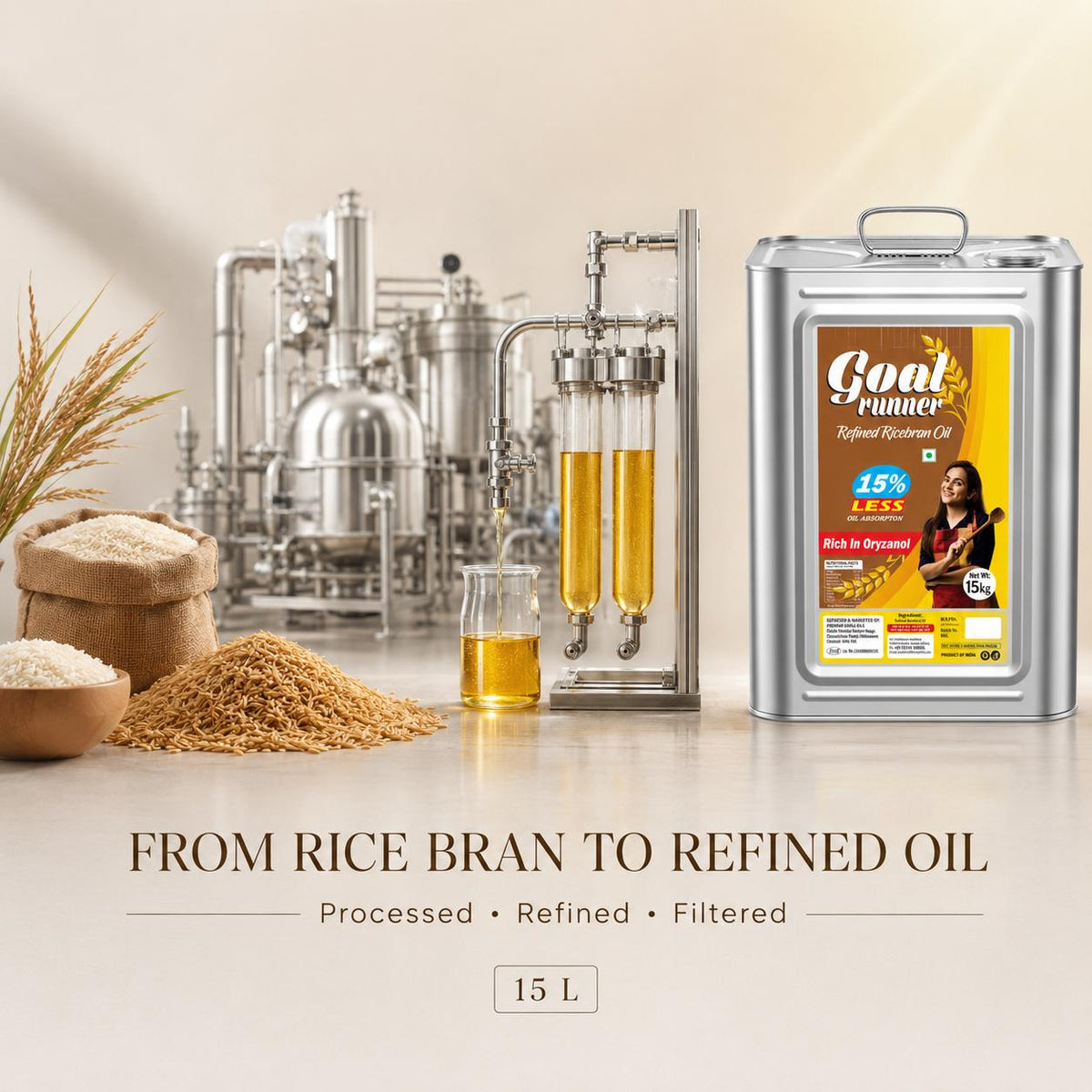 GOLD COIN Oils Rice Bran Cooking Oil for family kitchens