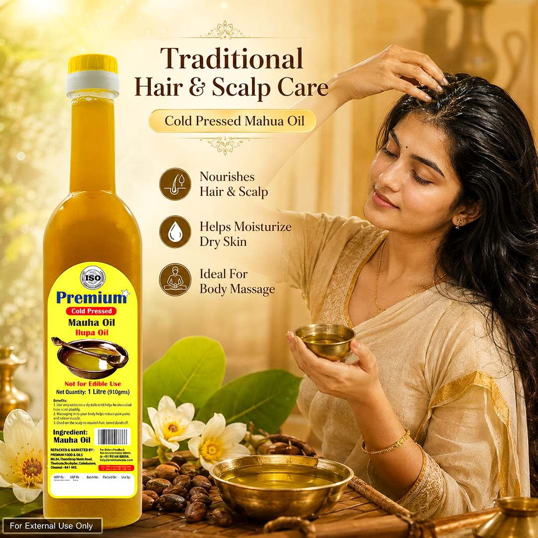 Pure Mahua Oil for external massage and skincare — natural traditional Indian wellness oil