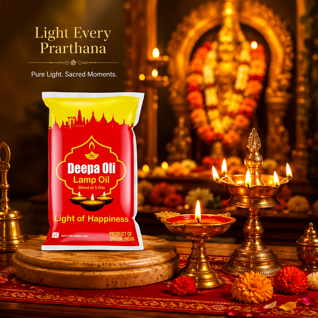 GOLD COIN Pooja Oil 1L Made with 5 Pure Oils – Coconut, Sesame, Castor, Mahua and Rice Bran for Vilakku Shop Now