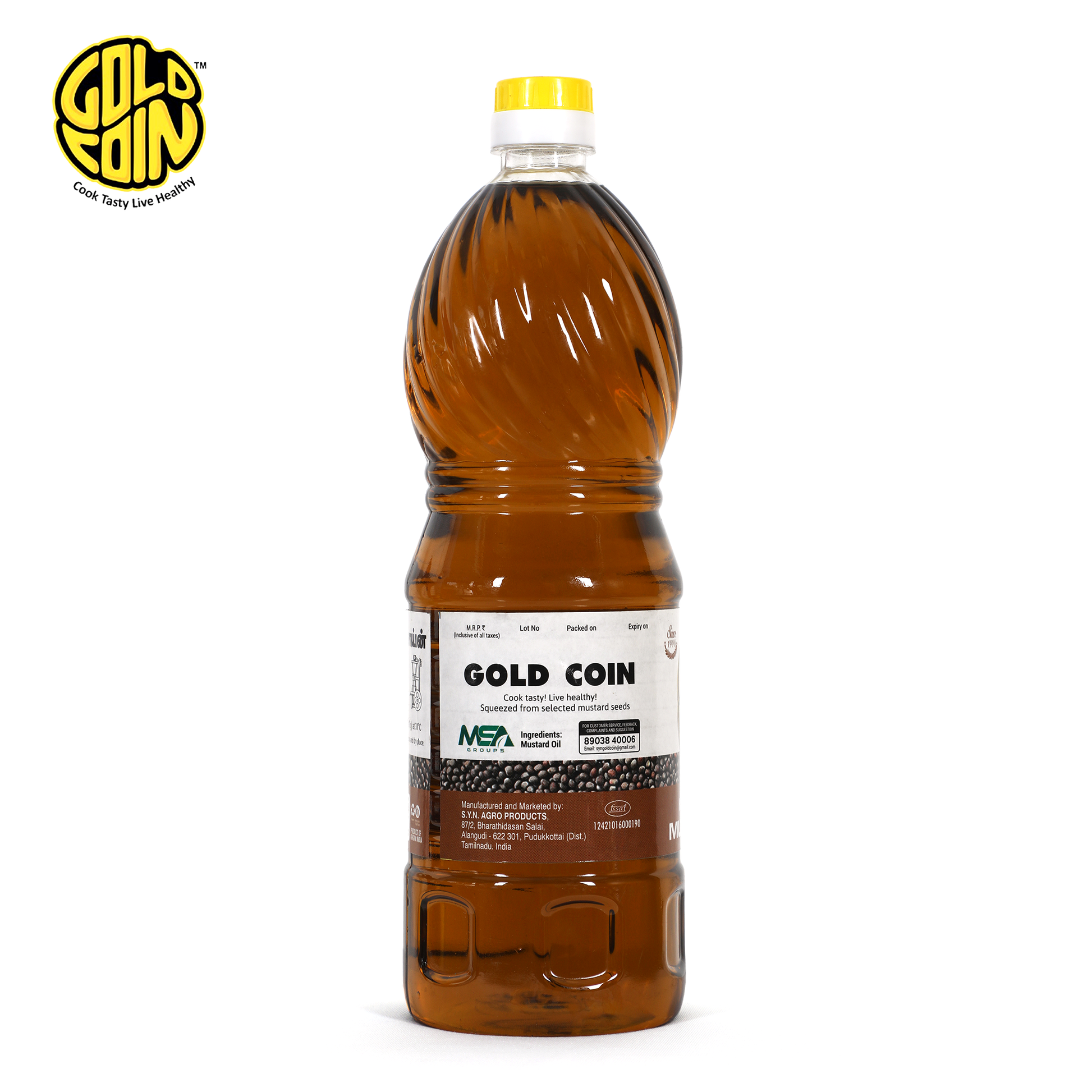 GOLD COIN Oils Cold pressed mustard oil bottle 1 litre for Indian cooking