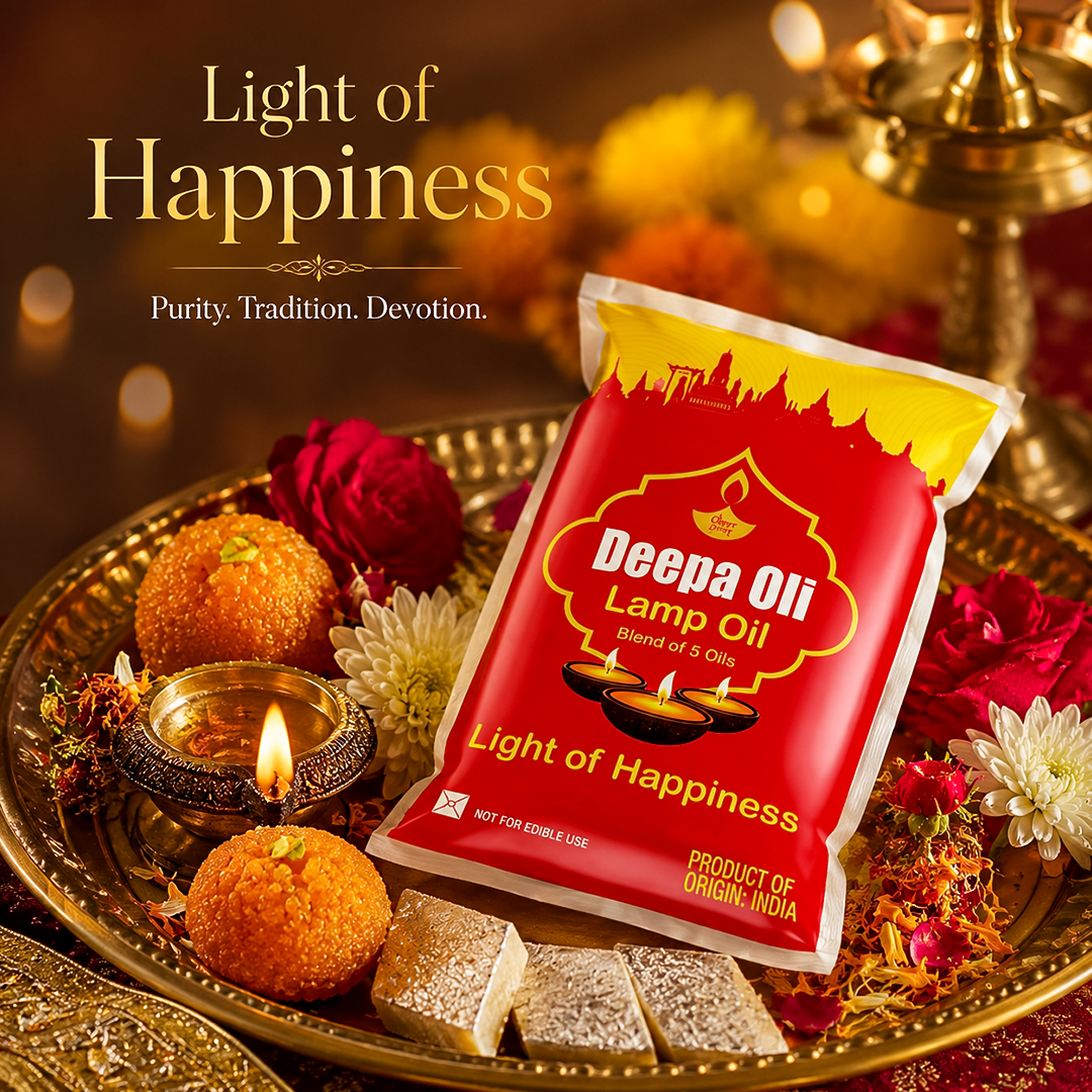 GOLD COIN Fragrant Pooja Oil 1 Litre Pouch by Deepa Oli – Trusted South Indian Lamp Oil Brand Since 1990 Online Shopping