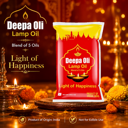GOLD COIN Lamp Oil 1L Pouch for Havan, Vilakku, and Deepam – Non-Edible Puja Oil Product of India Buy online