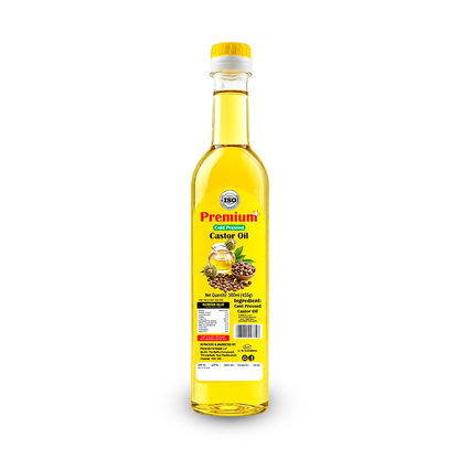 Premium Cold Pressed Castor Oil 500ml bottle — pure, natural, ISO certified