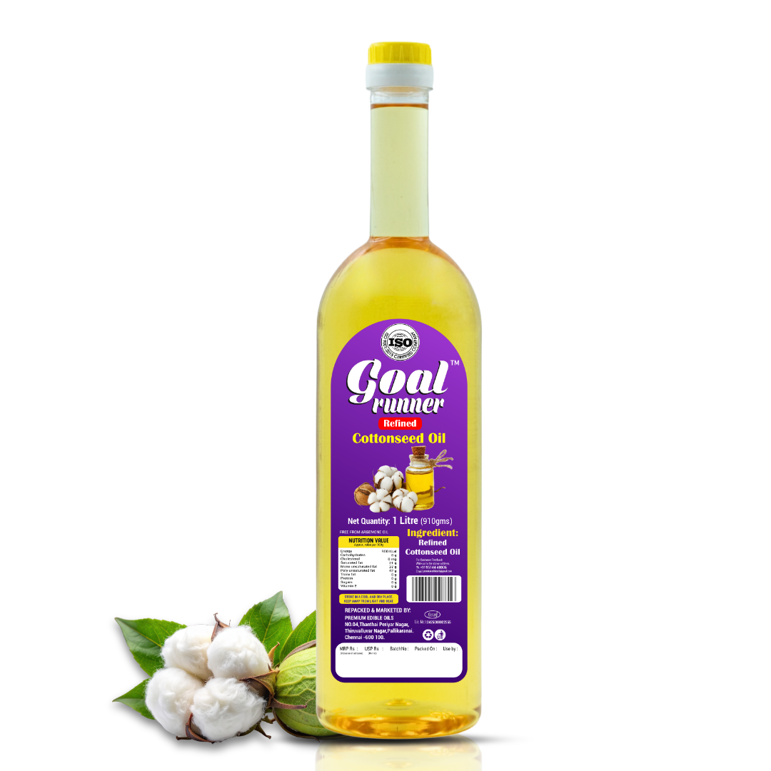 GOLD COIN Refined Cottonseed Oil 1L bottle front view on white background