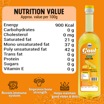 Healthy neutral-flavour refined corn oil suitable for all vegetarian diets