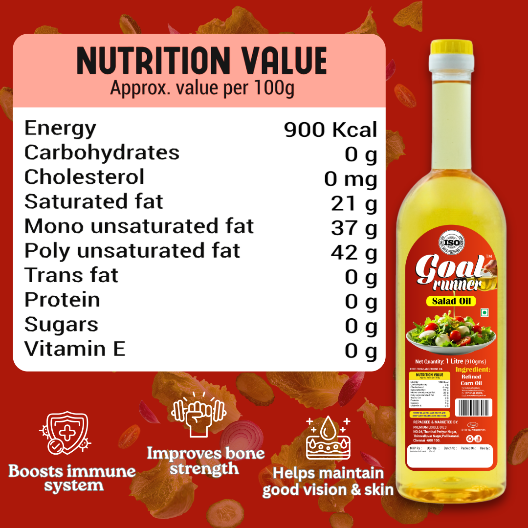 Vegetarian-friendly GOLD COIN refined edible oil 1L displayed in kitchen setting