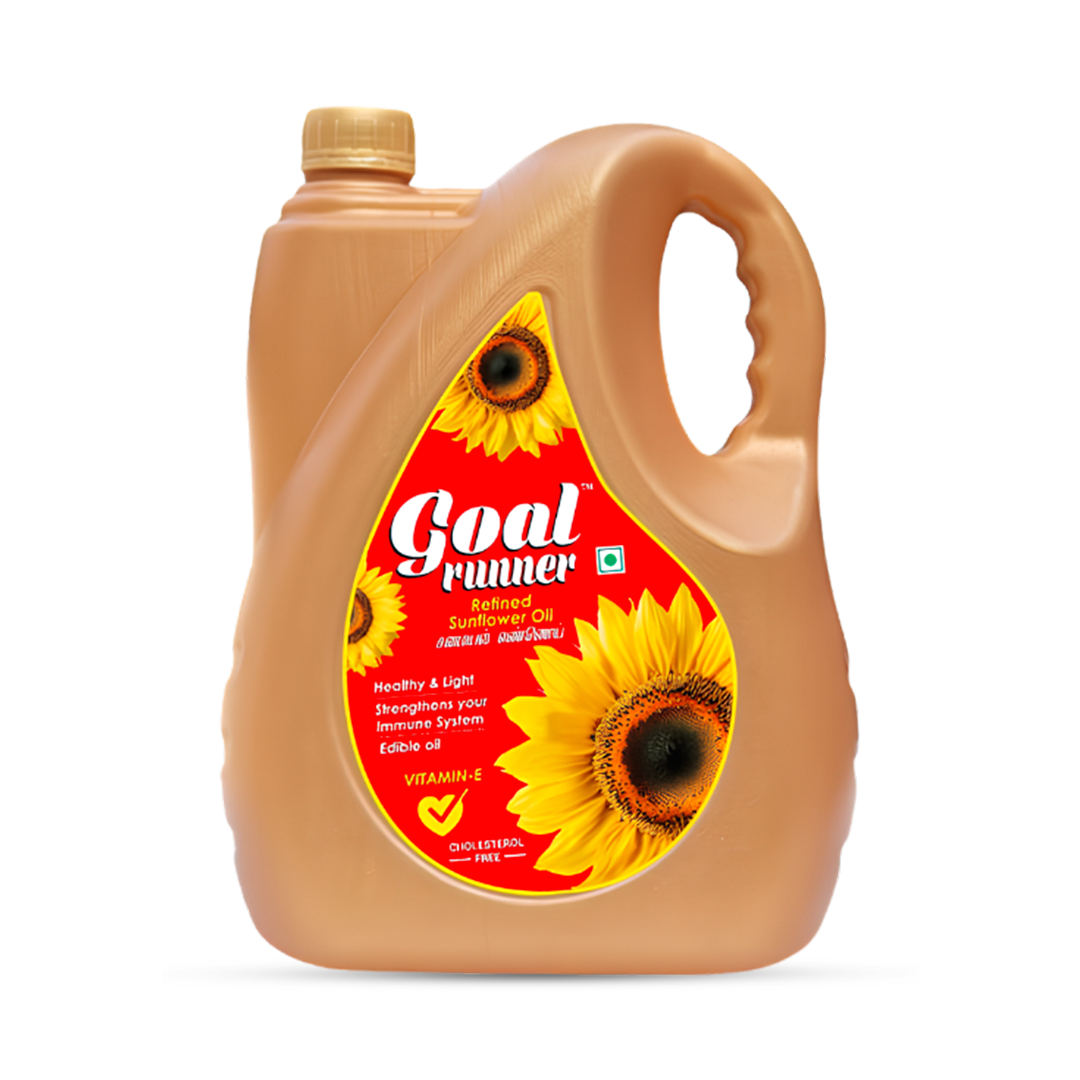 GOLD COIN Goal Runner Refined Sunflower Oil 5 Litre jar – light healthy cooking oil for Indian families