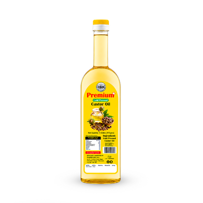 Premium Cold Pressed Castor Oil 1 Litre bottle — pure, natural, ISO certified