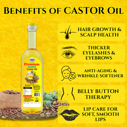 GOLD COIN Oils wood pressed castor oil applied as navel massage oil and skin moisturizer 1L