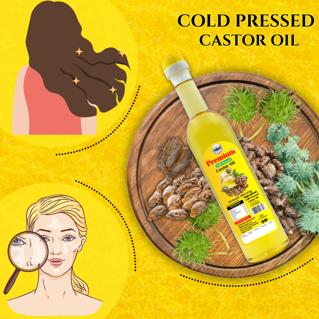 GOLD COIN Oils wood pressed castor oil applied as navel massage oil and skin moisturizer 500ml