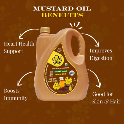 Cholesterol Free Cold Pressed Mustard Oil rich in Omega-3 and Vitamin E for healthy cooking