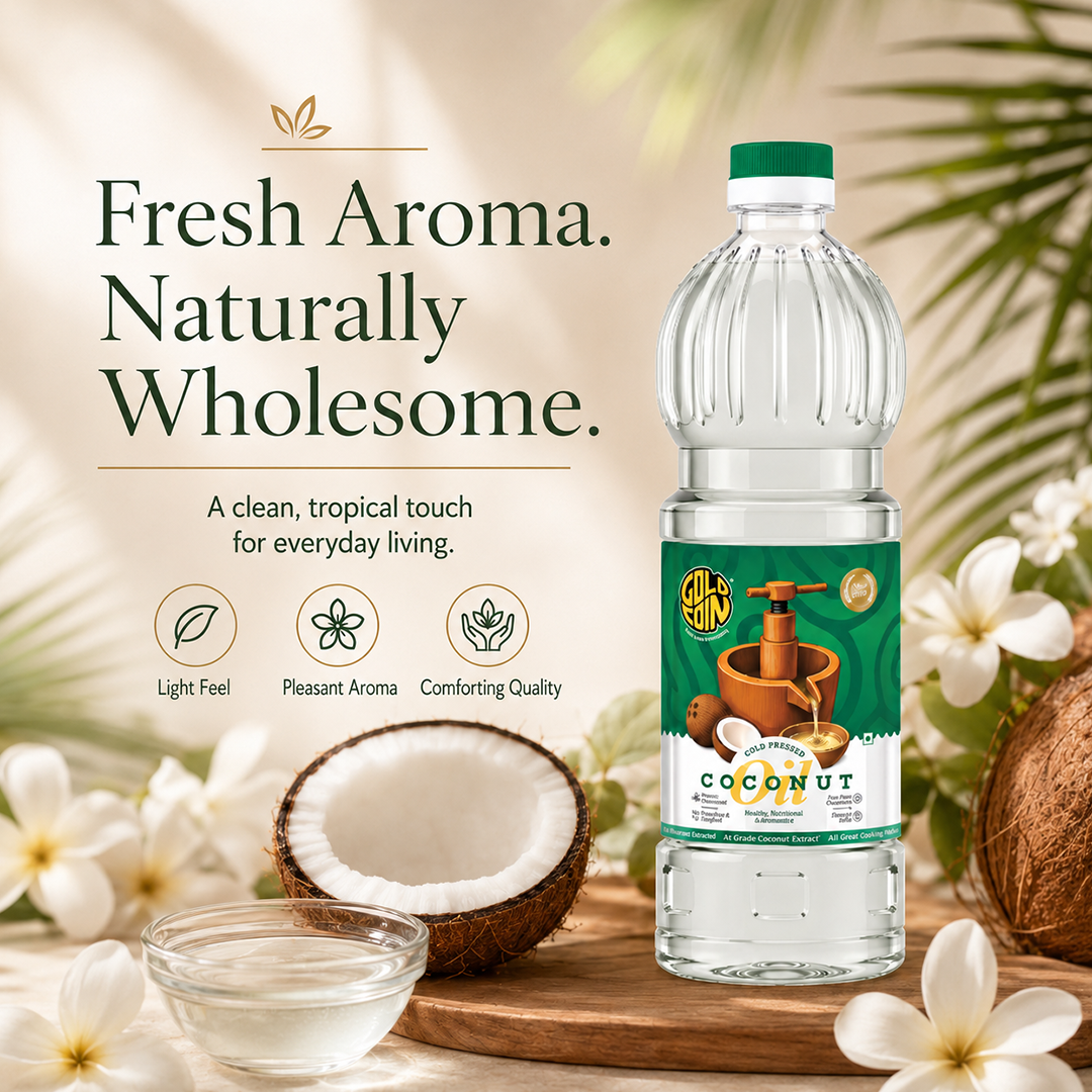 Cold pressed coconut oil rich in lauric acid and MCTs — heart healthy, immunity boosting, zero trans fat