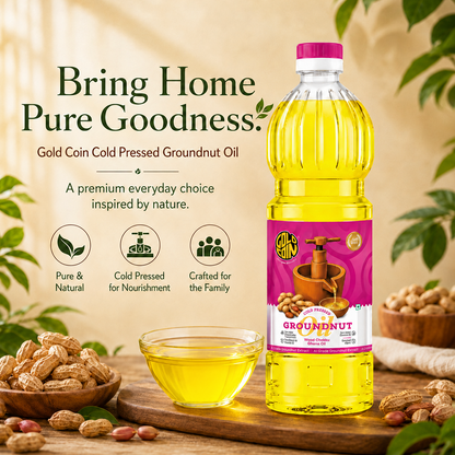 Cold Pressed Groundnut Oil rich in MUFA Omega 6 PUFA and Vitamin E cholesterol free cooking oil