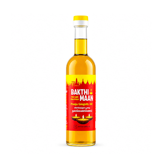 Gold Coin Bakthi Maan pooja gingelly oil 1 litre bottle for deepam and vilakku lamp rituals