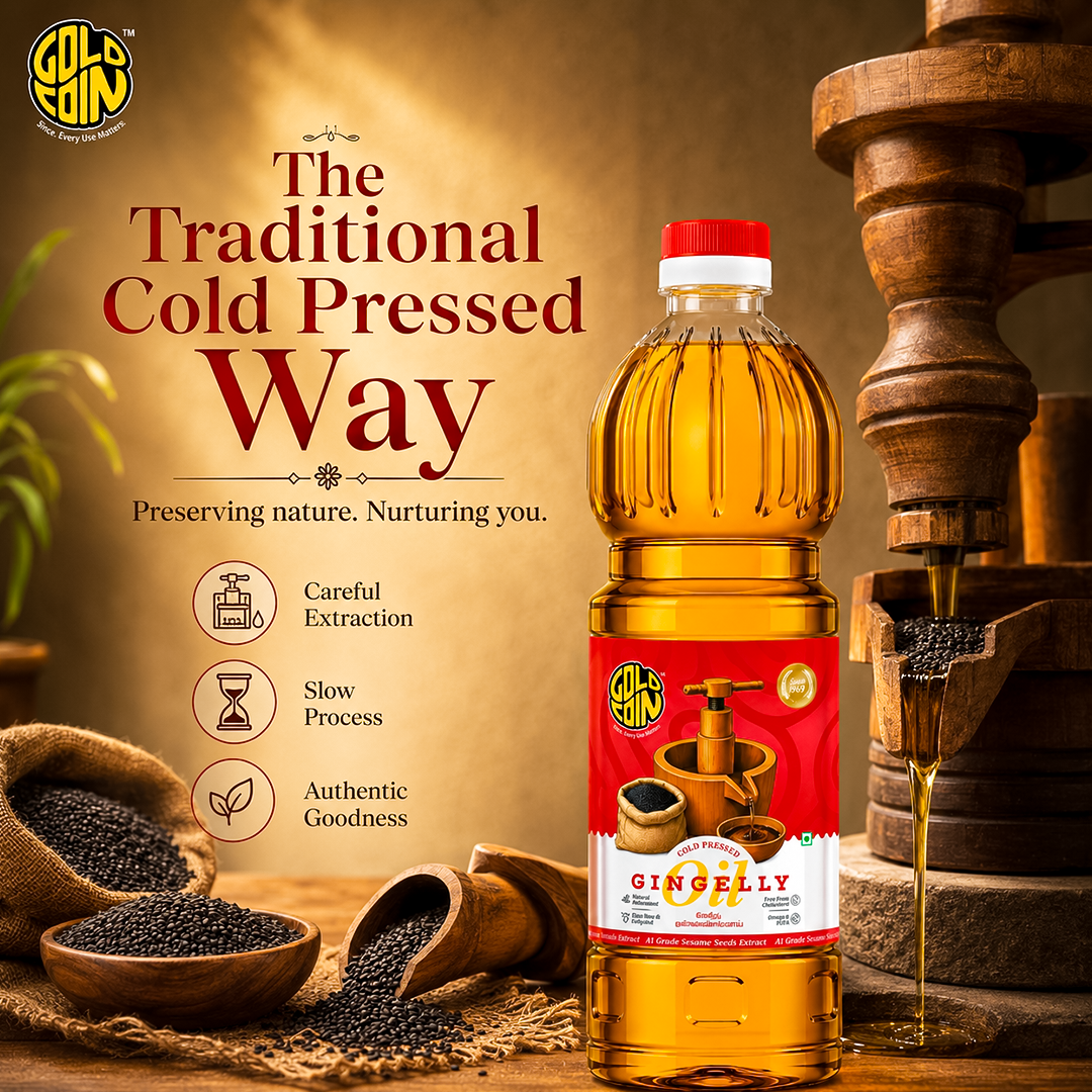 Premium A1-grade black sesame seeds used in Gold Coin cold pressed gingelly oil — natural antioxidant rich source