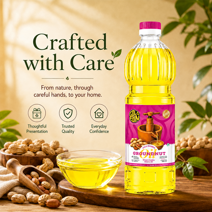 Traditional Wood Chekku Mara Chekku Kachi Ghani cold press groundnut oil extraction no chemicals