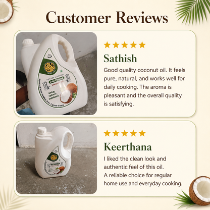 Gold Coin coconut oil made from sulphur-free A-grade copra cold pressed without chemicals shop now