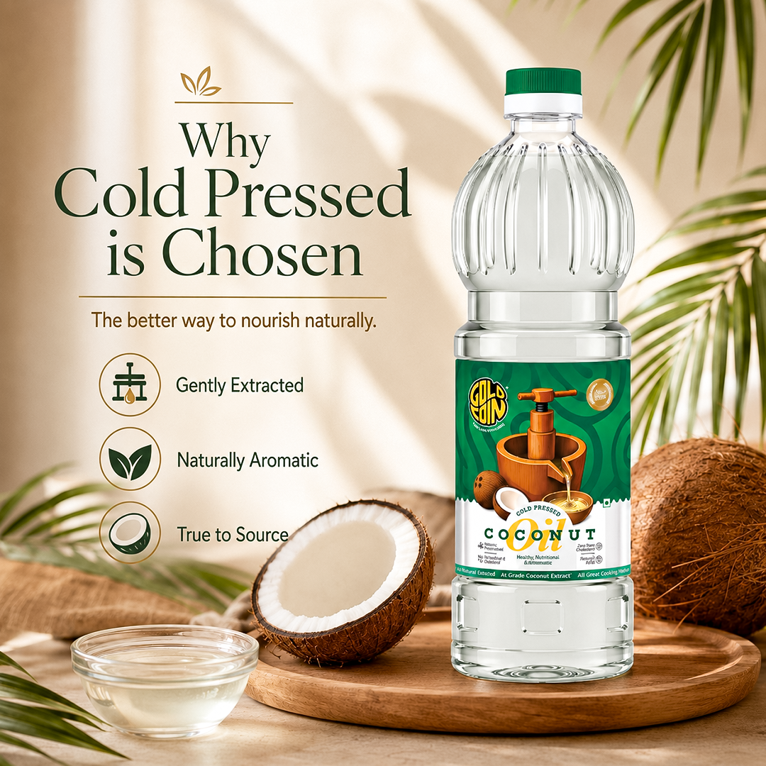 100% pure unrefined cold pressed coconut oil — no chemicals, no bleaching, no preservatives added