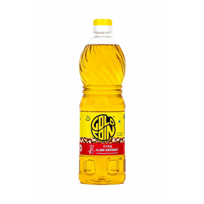 GOLD COIN cold pressed groundnut oil 1 litre bottle — pure kachi ghani peanut oil for daily cooking