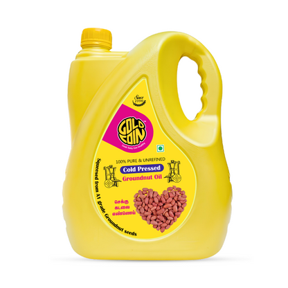 GOLD COIN cold pressed groundnut oil 5 litre yellow jerry can kachi ghani peanut oil pure unrefined
