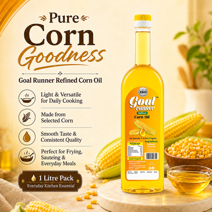 GOLD COIN Goal Runner Corn Oil – ISO certified, FSSAI compliant, 100% vegetarian refined cooking oil online shopping