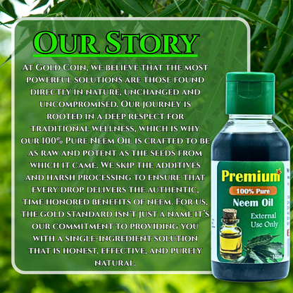 Ayurvedic neem oil with zero preservatives — multipurpose skin, hair, and nail care oil in large 100ml pack