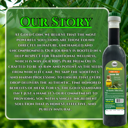 Ayurvedic neem oil with zero preservatives — multipurpose skin, hair, and nail care oil in large 500ML pack