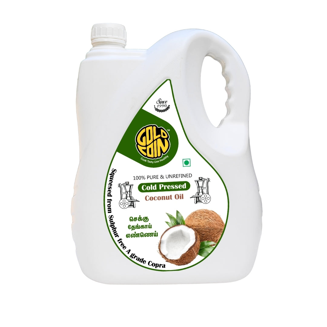 GOLD COIN Oils cold pressed coconut oil unrefined 5 litre natural cooking hair skin oil