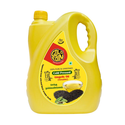 GOLD COIN Oils cold pressed sesame oil 5 litre virgin black til ka tel for cooking