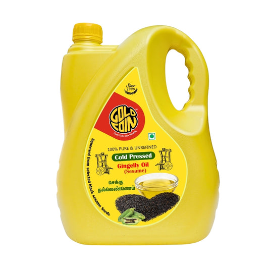 GOLD COIN Oils cold pressed sesame oil 5 litre virgin black til ka tel for cooking