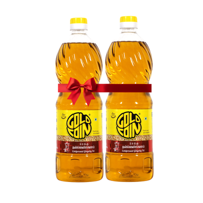 GOLD COIN Oils cold pressed sesame oil wood pressed gingelly oil pack of 2