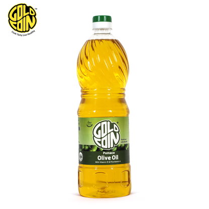 GOLD COIN Oils Cold Pressed Pomace Olive Oil 1L bottle front view for Indian cooking
