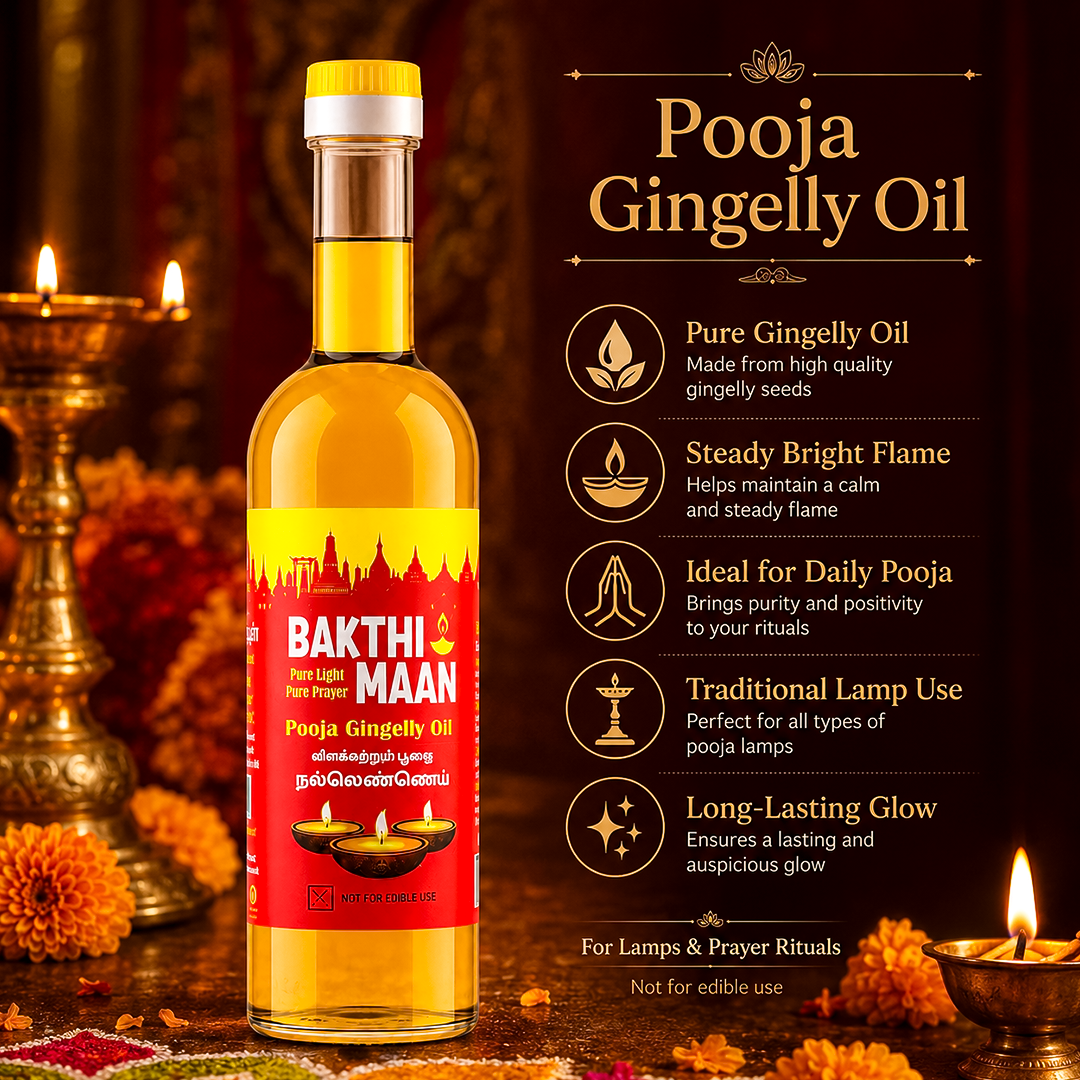 Cold-pressed sesame seeds used to make Gold Coin Bakthi Maan pure pooja gingelly lamp oil