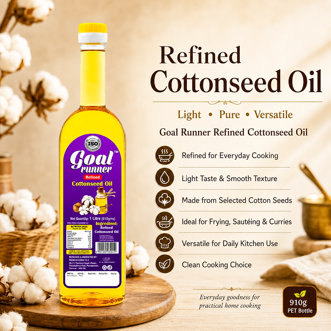 GOLD COIN Goal Runner cottonseed oil ideal for deep frying sautéing Indian curries and everyday cooking