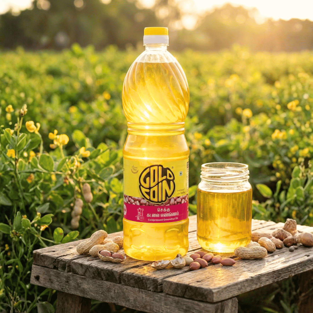 GOLD COIN cold pressed groundnut oil bottle for daily cooking