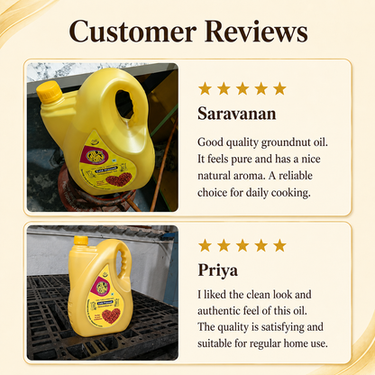 GOLD COIN Oils Cold Pressed Groundnut Oil 5L | Wood Pressed Peanut Cooking Oil (Chekku/Kachhi Ghani) Pure & Natural