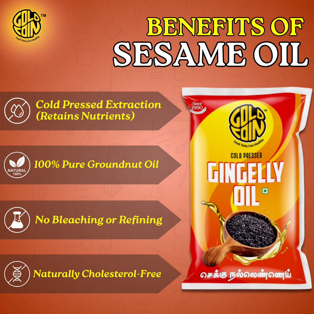 Wood pressed sesame oil for cooking and hair care GOLD COIN Oils