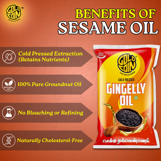 Wood pressed sesame oil for cooking and hair care GOLD COIN Oils