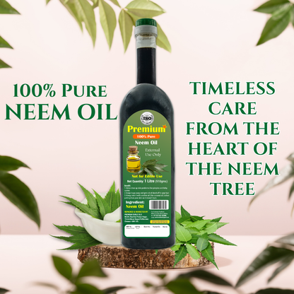 Freshly extracted neem oil for acne, dark spots, and dry skin relief — GOLD COIN Oils 1L ayurvedic formula