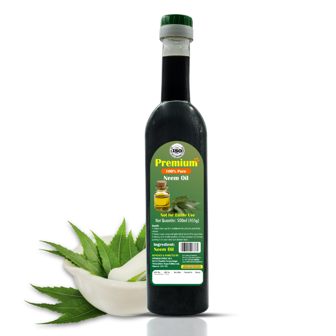 GOLD COIN Oils pure neem oil 500 ml bottle — cold-pressed, chemical-free natural oil for skin and hair care