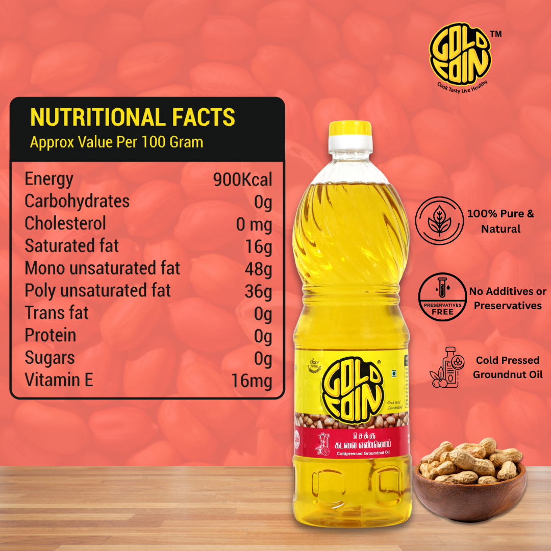 Chekku extracted groundnut oil rich in vitamin E and healthy fats