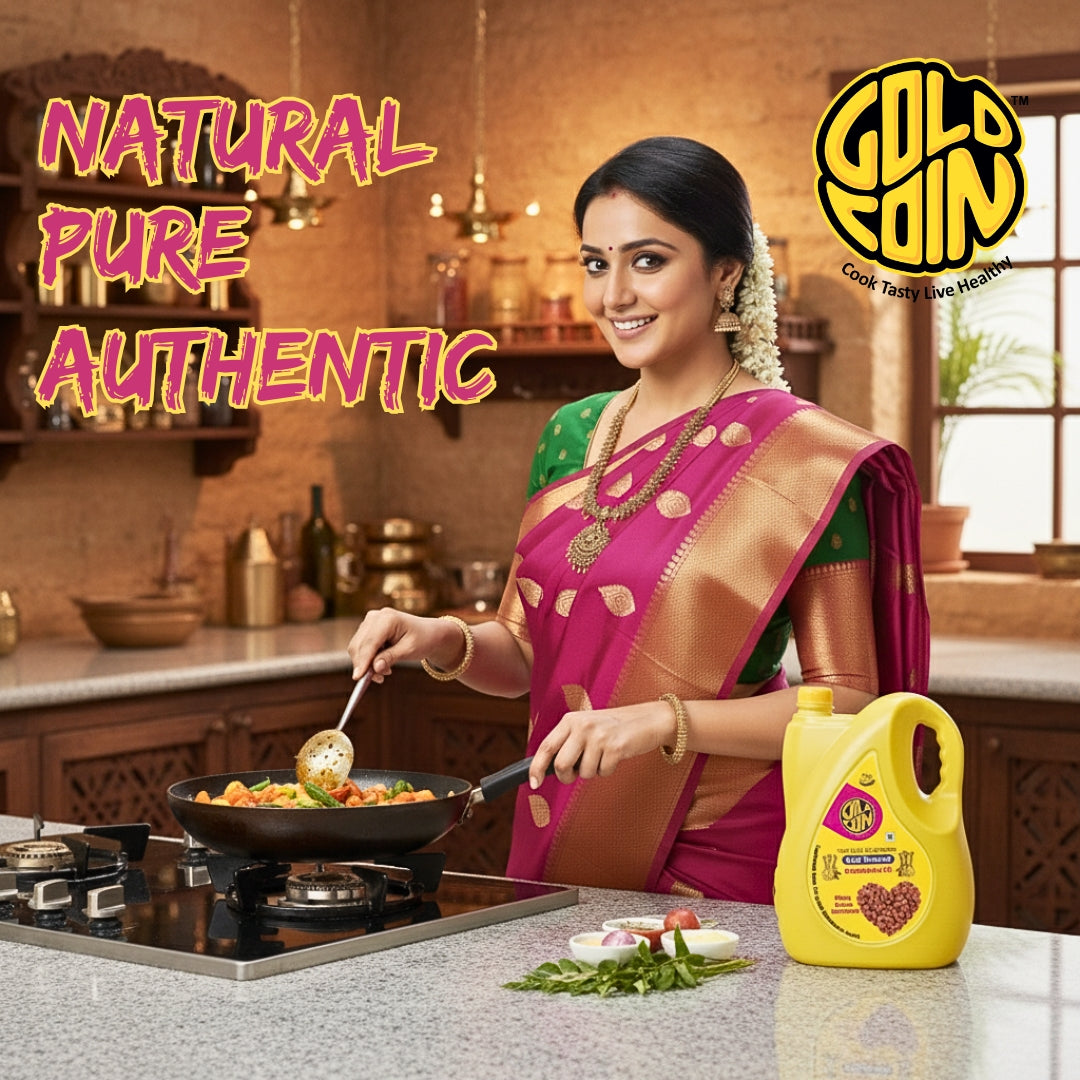 GOLD COIN Oils wood pressed chekku groundnut oil rich aroma natural cooking oil